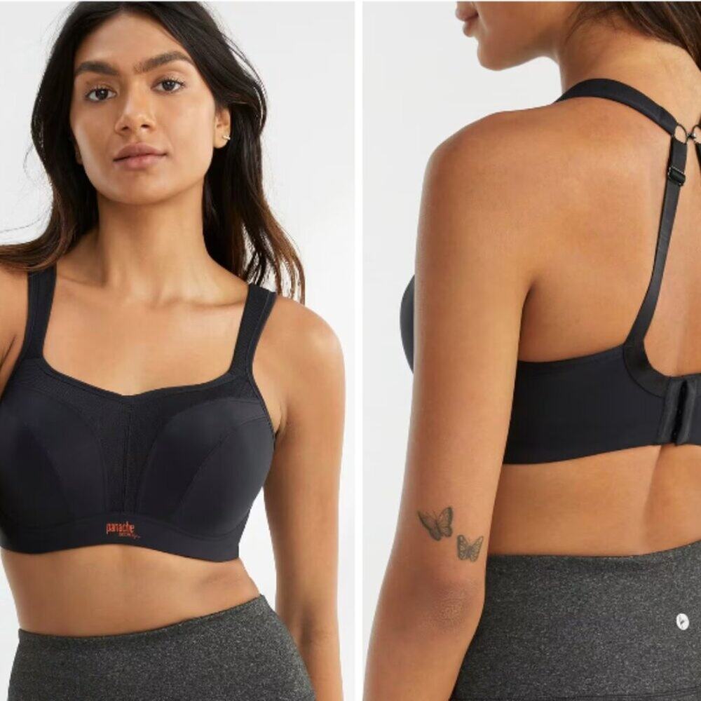 Panache Black Supportive Sports Bra with Racerback Adjustment